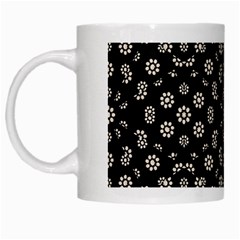 Dark Ditsy Floral Pattern White Mugs by dflcprints