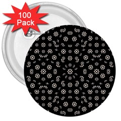 Dark Ditsy Floral Pattern 3  Buttons (100 Pack)  by dflcprints