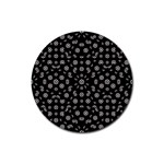 Dark Ditsy Floral Pattern Rubber Coaster (Round)  Front