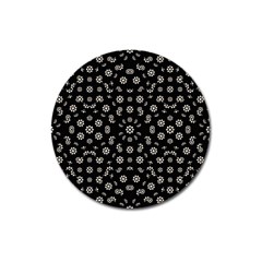 Dark Ditsy Floral Pattern Magnet 3  (round) by dflcprints