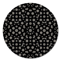 Dark Ditsy Floral Pattern Magnet 5  (round)