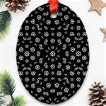 Dark Ditsy Floral Pattern Oval Ornament (Two Sides) Back