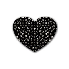 Dark Ditsy Floral Pattern Heart Coaster (4 Pack)  by dflcprints