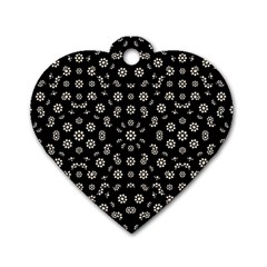 Dark Ditsy Floral Pattern Dog Tag Heart (one Side) by dflcprints