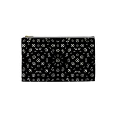 Dark Ditsy Floral Pattern Cosmetic Bag (small)  by dflcprints