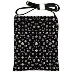 Dark Ditsy Floral Pattern Shoulder Sling Bags by dflcprints