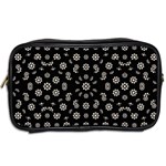 Dark Ditsy Floral Pattern Toiletries Bags 2-Side Back