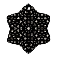 Dark Ditsy Floral Pattern Snowflake Ornament (two Sides) by dflcprints