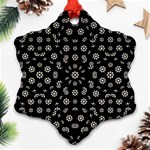 Dark Ditsy Floral Pattern Snowflake Ornament (Two Sides) Back