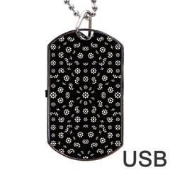 Dark Ditsy Floral Pattern Dog Tag Usb Flash (one Side)