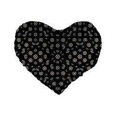 Dark Ditsy Floral Pattern Standard 16  Premium Flano Heart Shape Cushions by dflcprints