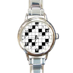 Crosswords  Round Italian Charm Watch by Valentinaart