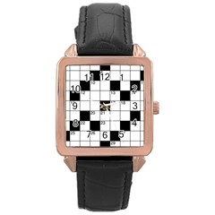 Crosswords  Rose Gold Leather Watch  by Valentinaart