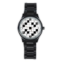 Crosswords  Stainless Steel Round Watch by Valentinaart