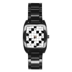 Crosswords  Stainless Steel Barrel Watch by Valentinaart