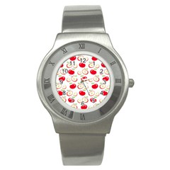 Apple Pattern Stainless Steel Watch by Valentinaart