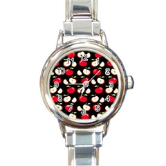 Apple Pattern Round Italian Charm Watch by Valentinaart