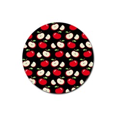 Apple Pattern Rubber Round Coaster (4 Pack)  by Valentinaart