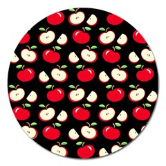 Apple Pattern Magnet 5  (round) by Valentinaart