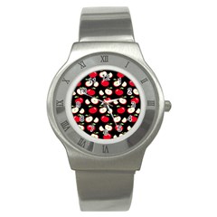 Apple Pattern Stainless Steel Watch by Valentinaart