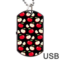 Apple Pattern Dog Tag Usb Flash (one Side) by Valentinaart