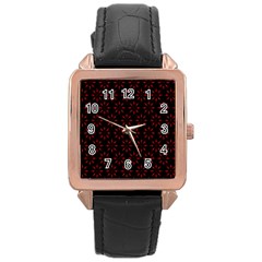 Pattern Rose Gold Leather Watch 