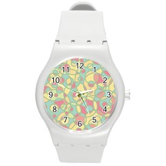 Pattern Round Plastic Sport Watch (m) by Valentinaart