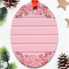 Pink Peony Outline Romantic Ornament (Oval)