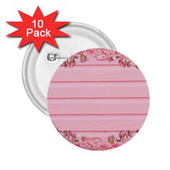 Pink Peony Outline Romantic 2.25  Buttons (10 pack) 