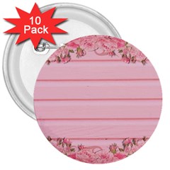 Pink Peony Outline Romantic 3  Buttons (10 Pack)  by Simbadda