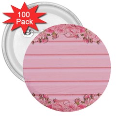 Pink Peony Outline Romantic 3  Buttons (100 pack) 