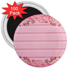 Pink Peony Outline Romantic 3  Magnets (100 pack)