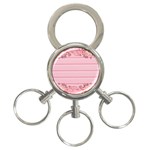 Pink Peony Outline Romantic 3-Ring Key Chains Front