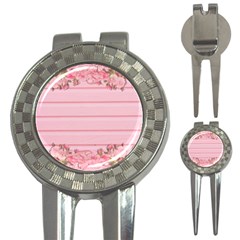 Pink Peony Outline Romantic 3-in-1 Golf Divots