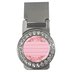 Pink Peony Outline Romantic Money Clips (CZ) 