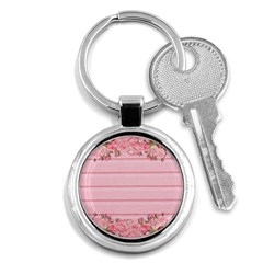 Pink Peony Outline Romantic Key Chains (Round) 