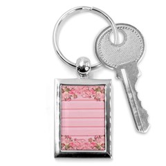 Pink Peony Outline Romantic Key Chains (Rectangle) 