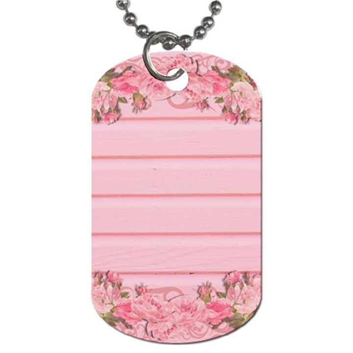 Pink Peony Outline Romantic Dog Tag (One Side)