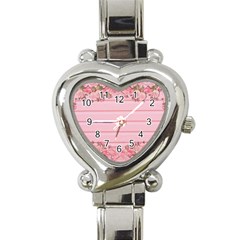 Pink Peony Outline Romantic Heart Italian Charm Watch by Simbadda