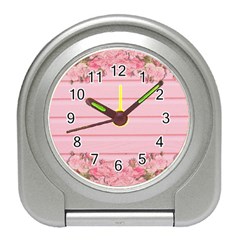 Pink Peony Outline Romantic Travel Alarm Clocks