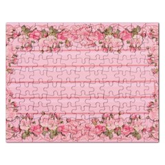 Pink Peony Outline Romantic Rectangular Jigsaw Puzzl