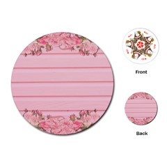 Pink Peony Outline Romantic Playing Cards (Round) 