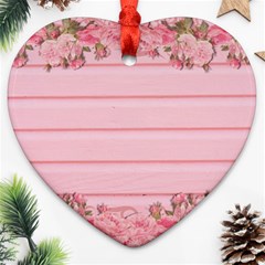 Pink Peony Outline Romantic Heart Ornament (Two Sides)