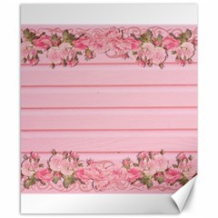 Pink Peony Outline Romantic Canvas 8  x 10 