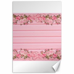 Pink Peony Outline Romantic Canvas 12  x 18  