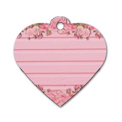 Pink Peony Outline Romantic Dog Tag Heart (two Sides) by Simbadda