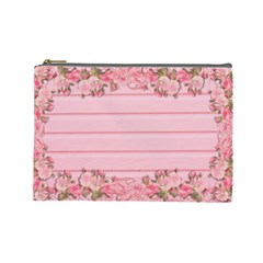 Pink Peony Outline Romantic Cosmetic Bag (Large) 