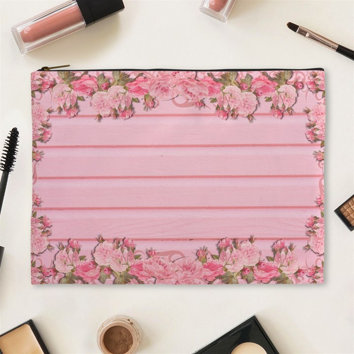 Pink Peony Outline Romantic Cosmetic Bag (XL)