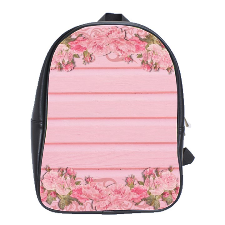 Pink Peony Outline Romantic School Bags(Large) 