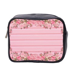 Pink Peony Outline Romantic Mini Toiletries Bag 2-side by Simbadda